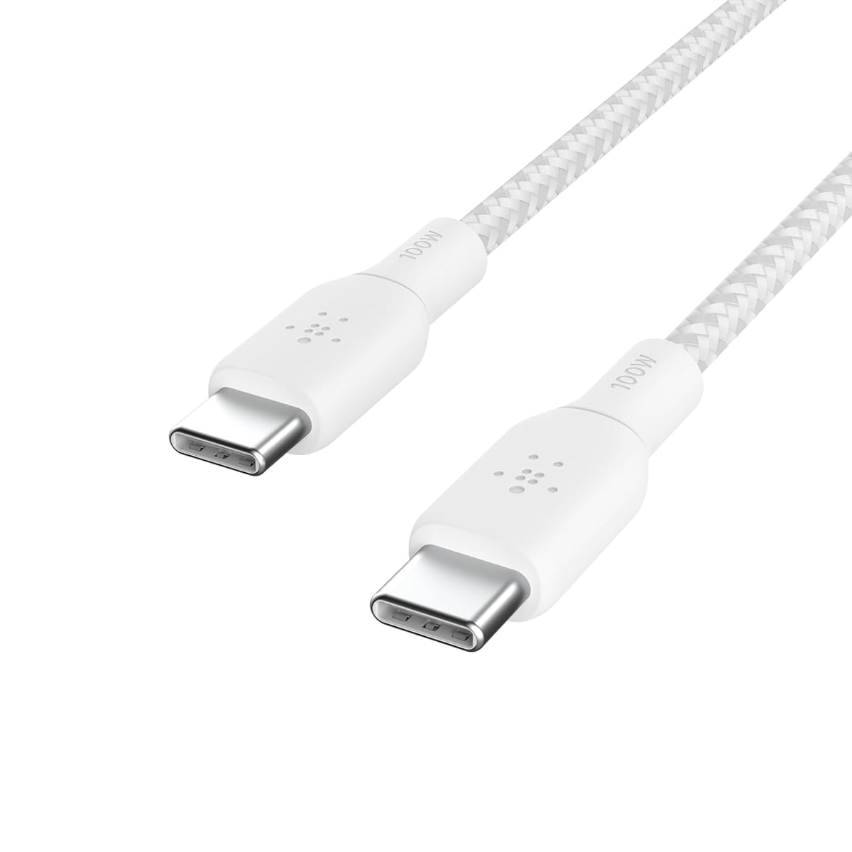 Belkin USB Type C to C Cable, 100W Power Delivery USB-IF Certified 2.0 USB C Charger Cable with Double Braided Nylon Exterior for iPhone 16, 15, iPad, MacBook, Galaxy, Pixel and More -2 m, white