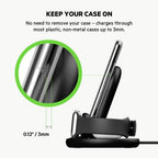 Belkin 3 in 1 Wireless Charging Station, 7.5W Wireless Charger for iPhone, Apple Watch and AirPods, Wireless Charging Dock, iPhone Charging Dock, iPhone 16, 15, 14, Apple Watch series 10, 9, 8 - Black