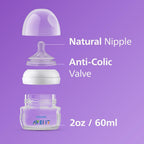 Philips AVENT Philips Natural Baby Bottle, Clear, 2oz, 2pk, SCF019/25 — Clear