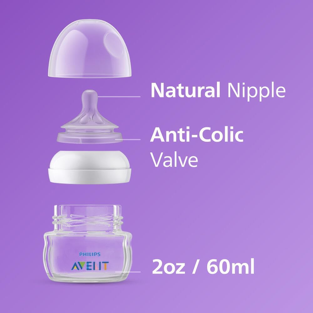 Philips AVENT Philips Natural Baby Bottle, Clear, 2oz, 2pk, SCF019/25 — Clear