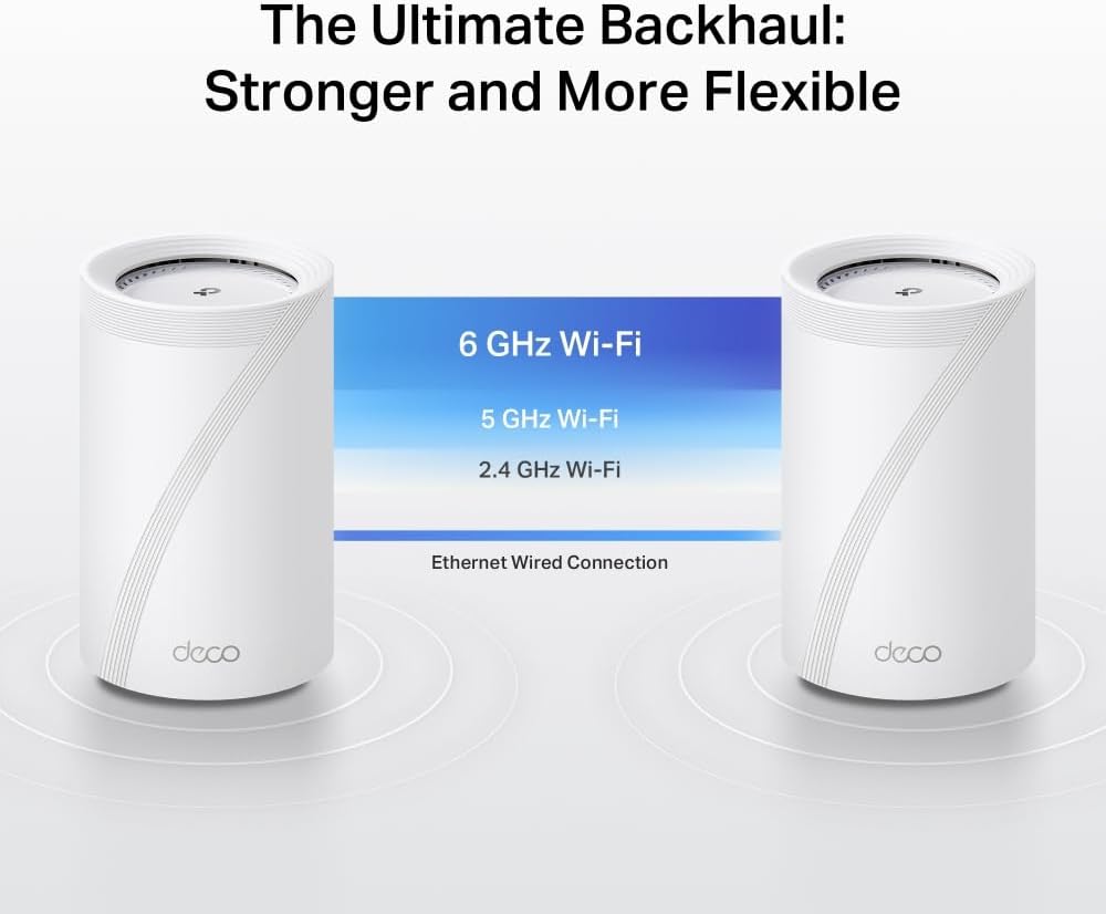 TP-Link BE14000 Tri-Band Whole Home Mesh WiFi 7 System|8-Stream 14 Gbps Tri-Band WiFi|Wireless and Wired Combined Backhaul|Multi-Link Operation|TP-Link HomeShield - Deco BE68(1Pack)