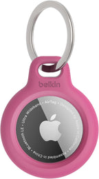 Belkin Airtag Case With Key Ring (Secure Holder Protective Cover For Air Tag Scratch Resistance Accessory) – Pink