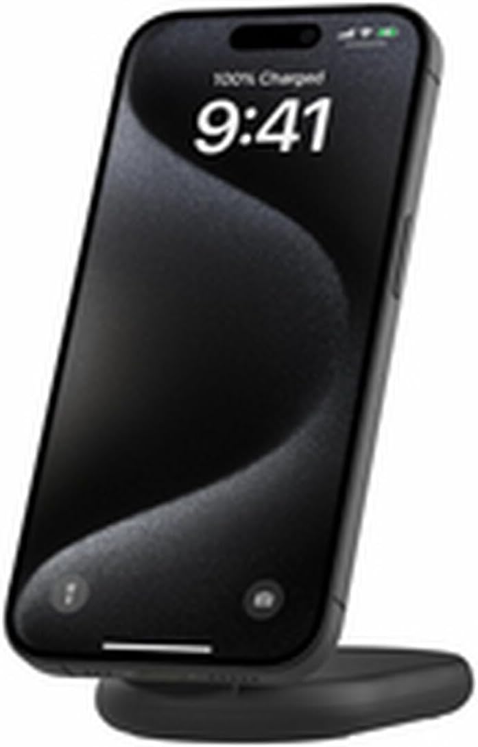 Belkin BoostCharge Magnetic Foldable Qi2 Wireless Charger 15W MagSafe Compatible Qi2 Fast Charging for iPhone 16/15/14/13 Series, Support Standby Mode, Power Supply Included - Black