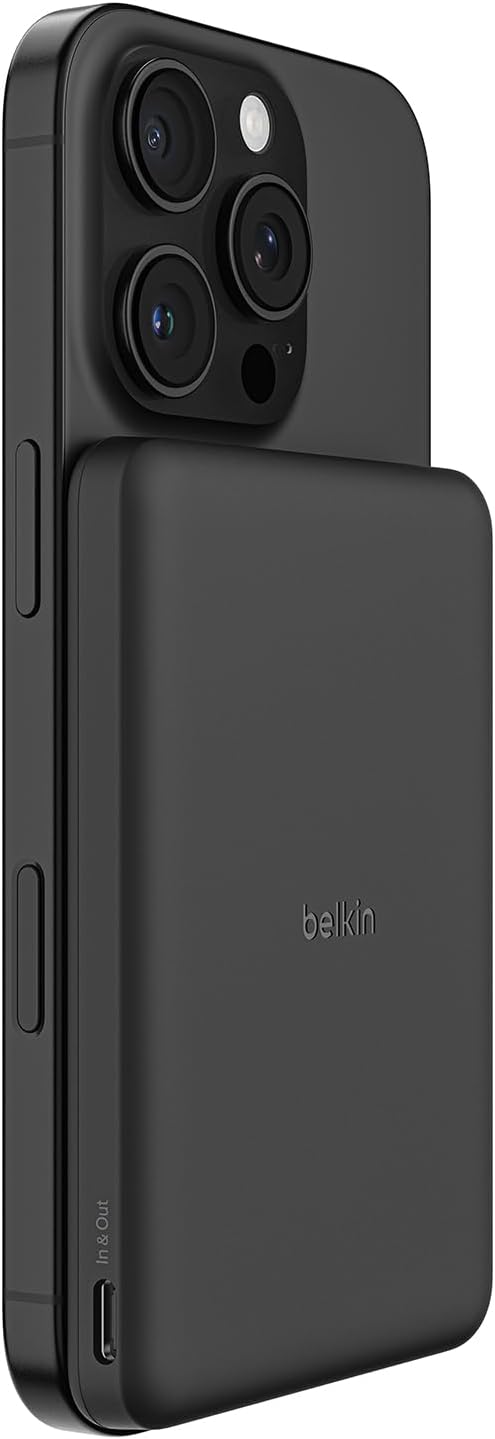 Belkin BoostCharge 5000mAh Slim Magnetic Power Bank with USB C Port - Black