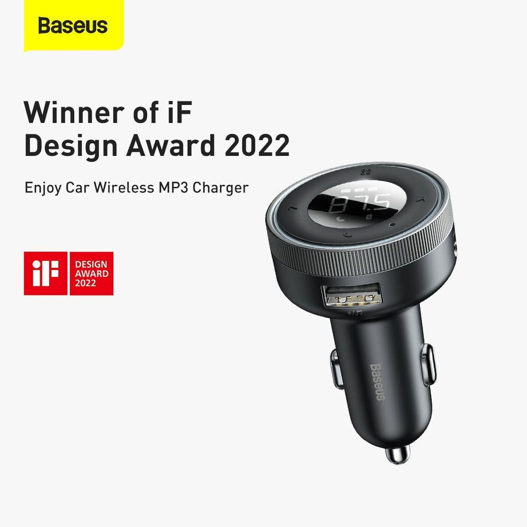 Baseus Bluetooth FM Transmitter 5.0 Car Wireless MP3 Charger 5V/3.4A Dual USB Adapter with LED Digital Display Multi-functional Ports Car Kit Built-in Mic Support Hands-Free Call