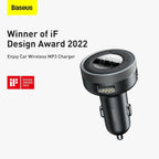 Baseus Bluetooth FM Transmitter 5.0 Car Wireless MP3 Charger 5V/3.4A Dual USB Adapter with LED Digital Display Multi-functional Ports Car Kit Built-in Mic Support Hands-Free Call