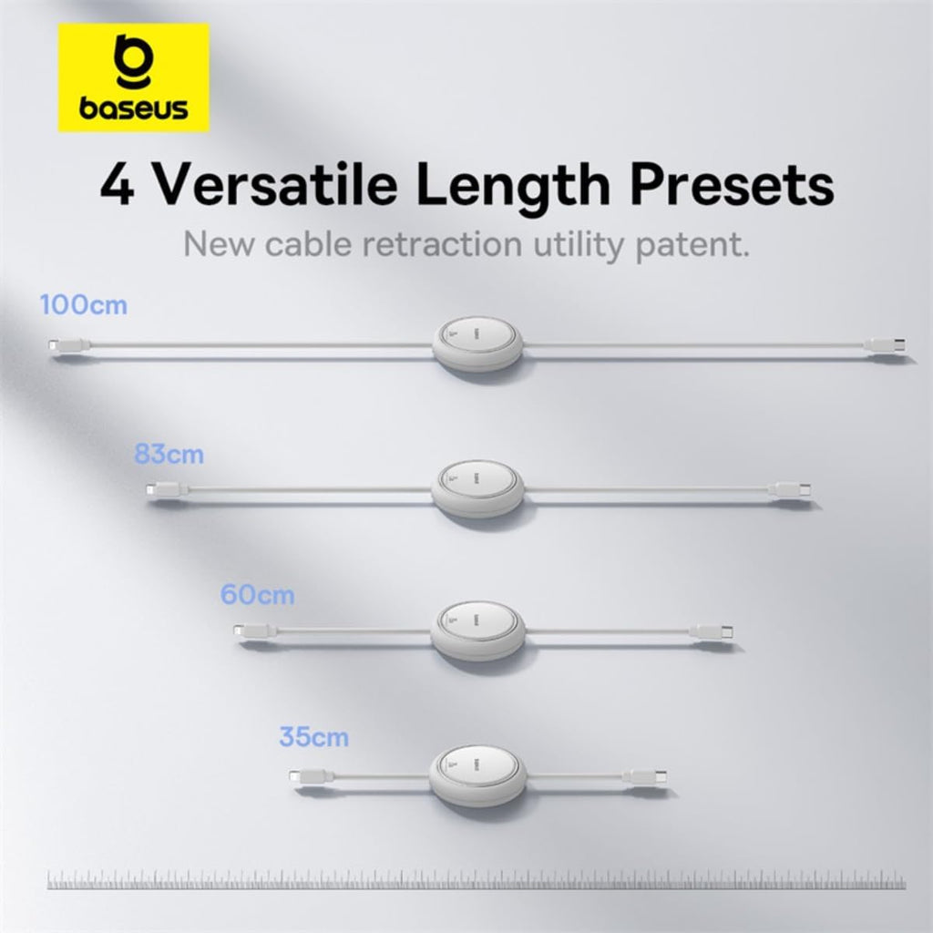 Baseus Free2Pull Retractable USB-C to Lightning Cable 20W — 1m — White