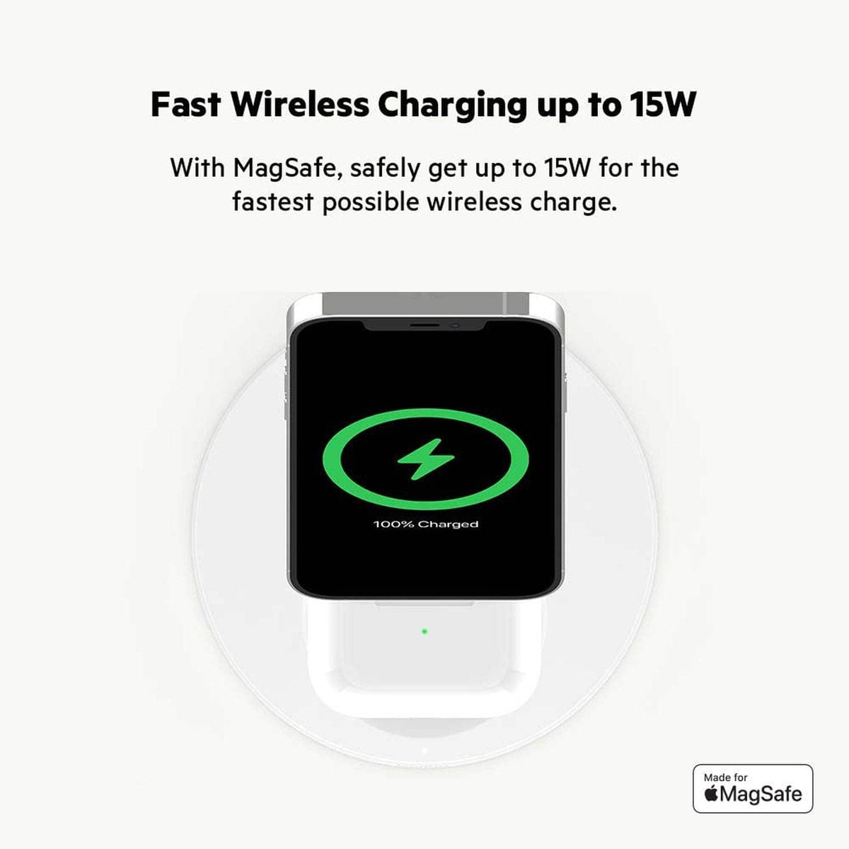Belkin BOOSTCHARGE PRO MagSafe 2 in 1 with 15W Wireless Charger Stand UK White