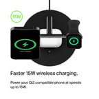 Belkin BoostCharge Pro 3-in-1 Wireless Charger with Qi2 for iPhone 17, Air, 16, 15, 14, 13, 12 + Apple Watch + AirPods + Pixelsnap, 15W MagSafe Compatible Charging Station - Black