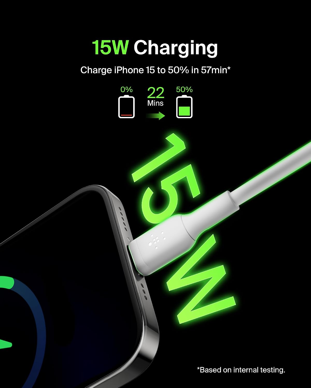 Belkin BoostCharge USB C charger cable, USB-C to USB-A cable, USB type C charging cable for iPhone 16, 15, Samsung Galaxy S24, S23, Google Pixel, iPad Pro, Nintendo Switch and more - 1m, White