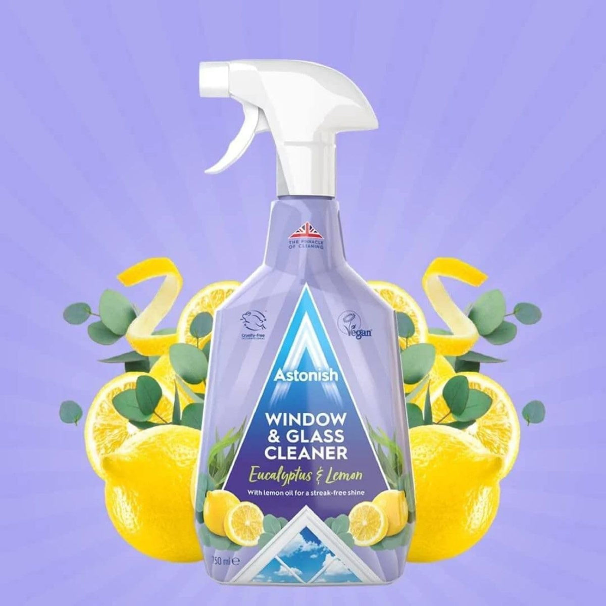 Astonish Window & Glass Cleaner - With Lemon Oil - Tough on Grease & Grime - Crystal Clear Streak Free Shine -Easy to Use -Long Lasting effect -Fresh Fragrance-Vegan -Cruelty Free 750ML -Twin Pack — additional product view 3