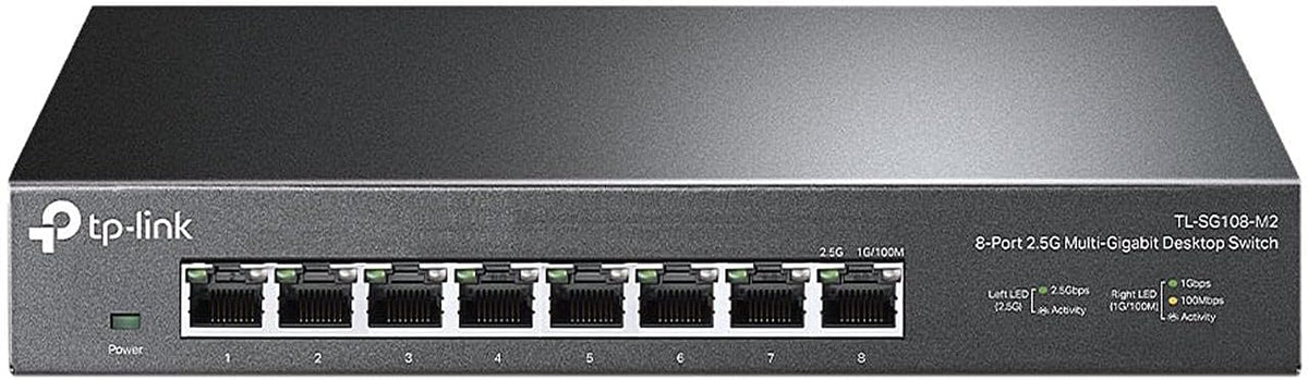 TP-Link TL-SG108-M2 | 8 Port Multi-Gigabit Unmanaged Network Switch, Ethernet Splitter | 2.5G Bandwidth | Plug & Play | Desktop/Wall-Mount | Fanless Metal Design