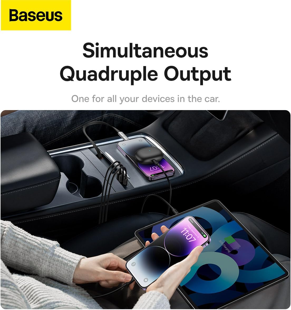 Baseus Hub Docking Station T-Space for Tesla Car — Black
