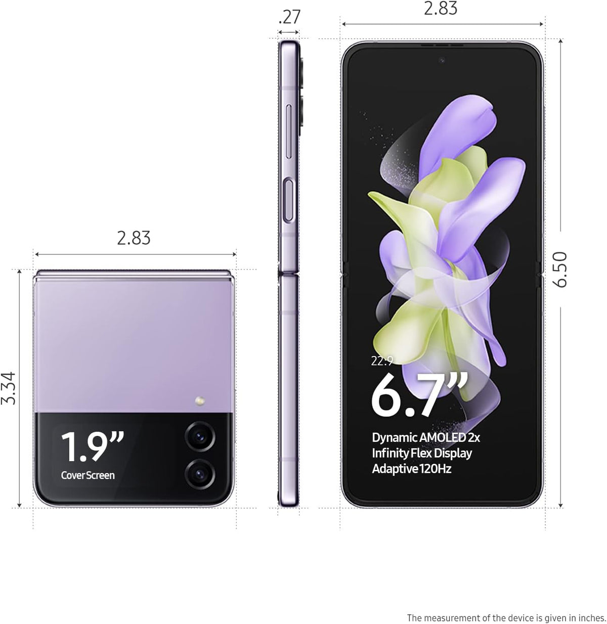 SAMSUNG Galaxy Z Flip 4 Cell Phone, Factory Unlocked Android Smartphone, 128GB, Flex Mode, Hands Free Camera, Compact, Foldable Design, Informative Cover Screen, US Version, 2022, Bora Purple