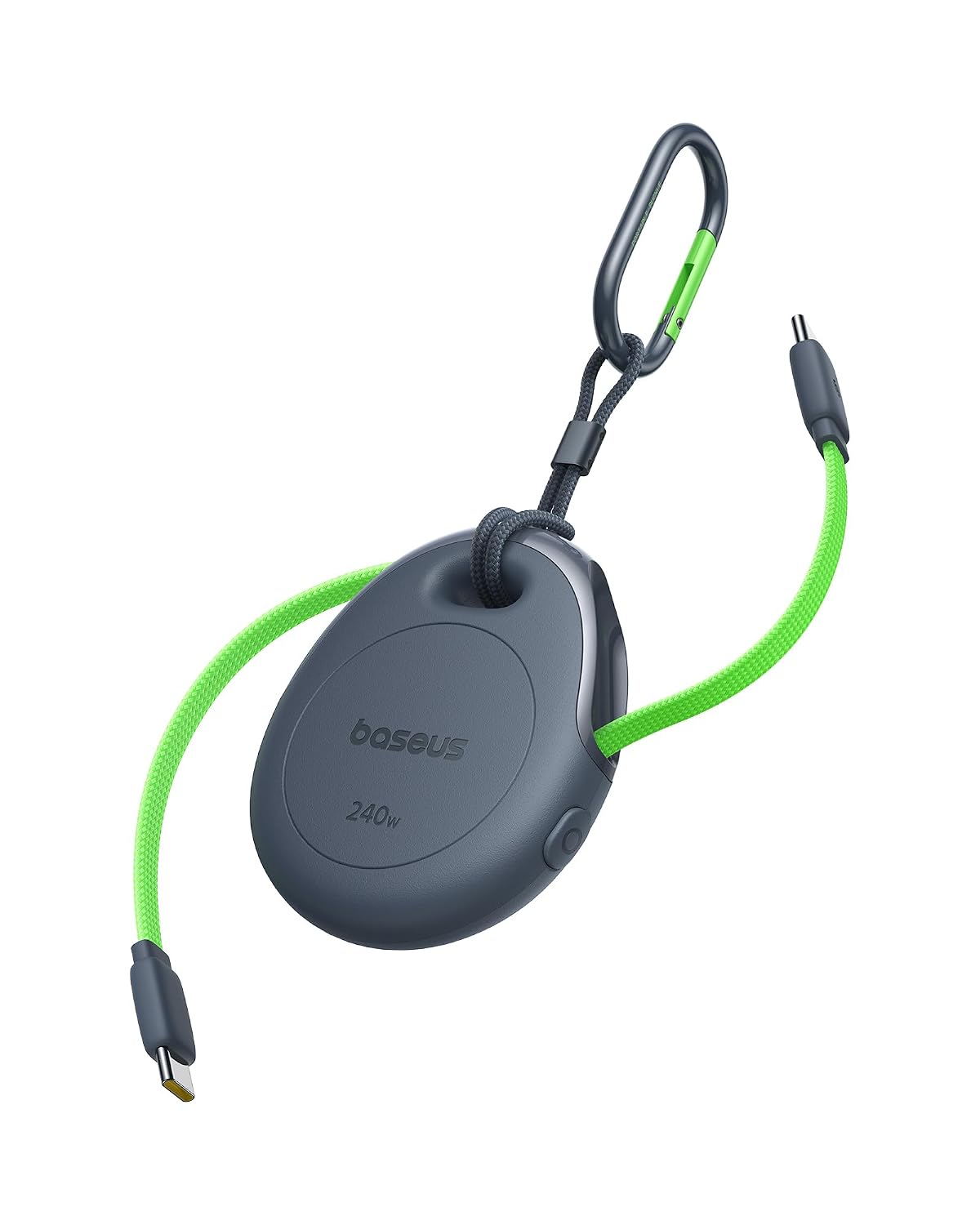 Baseus One-Press Retractable Magnetic USB-C to USB-C Cable 240W — Grey