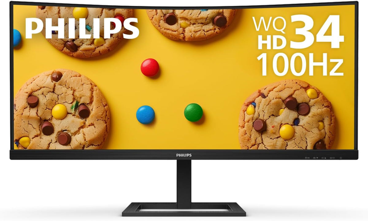 Philips 346E2CUAE 34" Curved Frameless, UltraWide QHD 3440x1440,100Hz, 121% sRGB, 1ms MPRT, USB-C Charging, MultiView PIP/PBP, Height Adjustable, 4Yr Advance Replacement, Black — Black