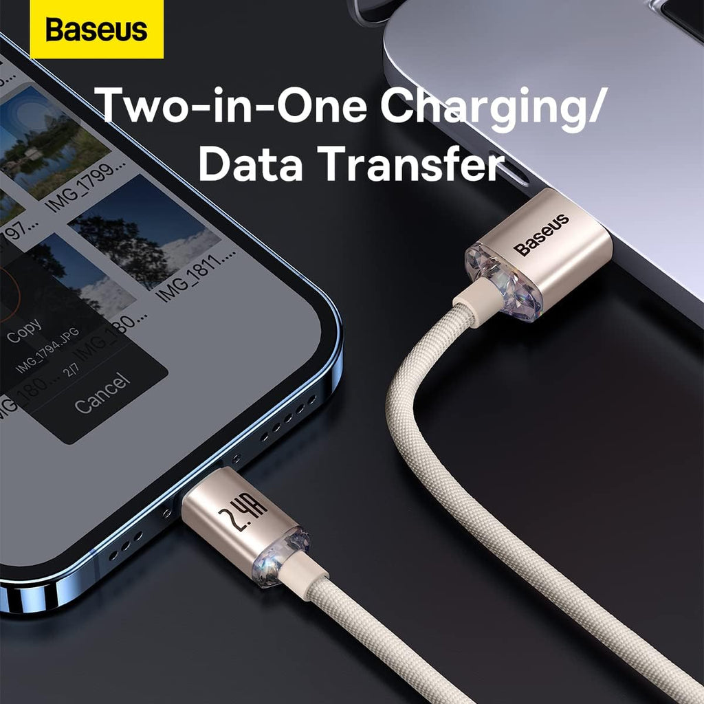 Baseus Crystal Shine USB-A to Lightning Cable 2.4A — 1.2m — Pink