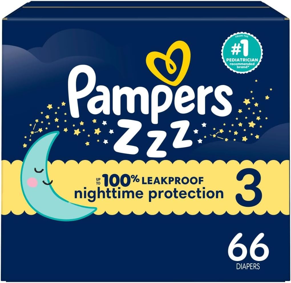 Pampers Diapers Size 3, 66 Count - Swaddlers Overnights Disposable Baby Diapers, Super Pack (Packaging May Vary)