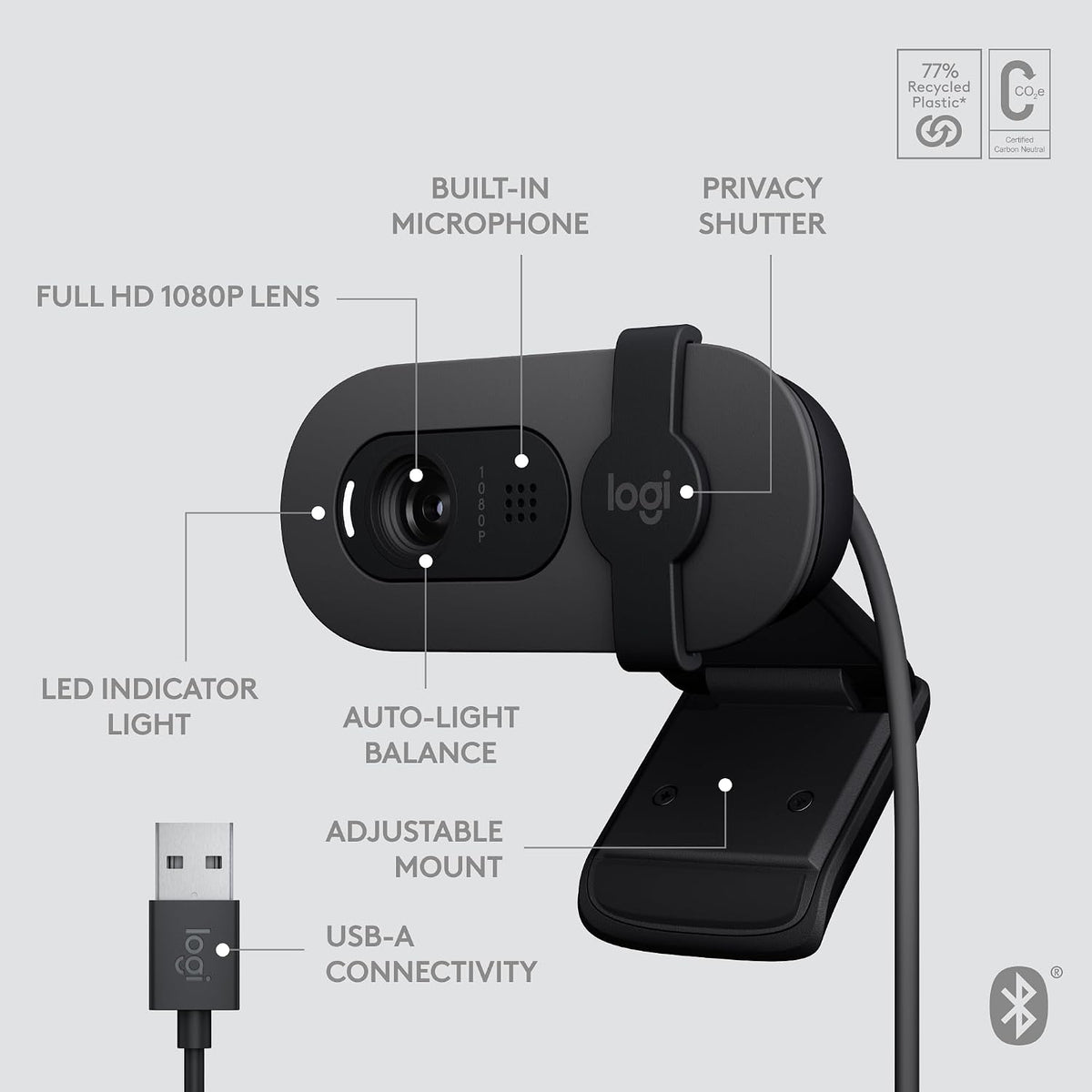 Logitech BRIO 105 Webcam — Graphite