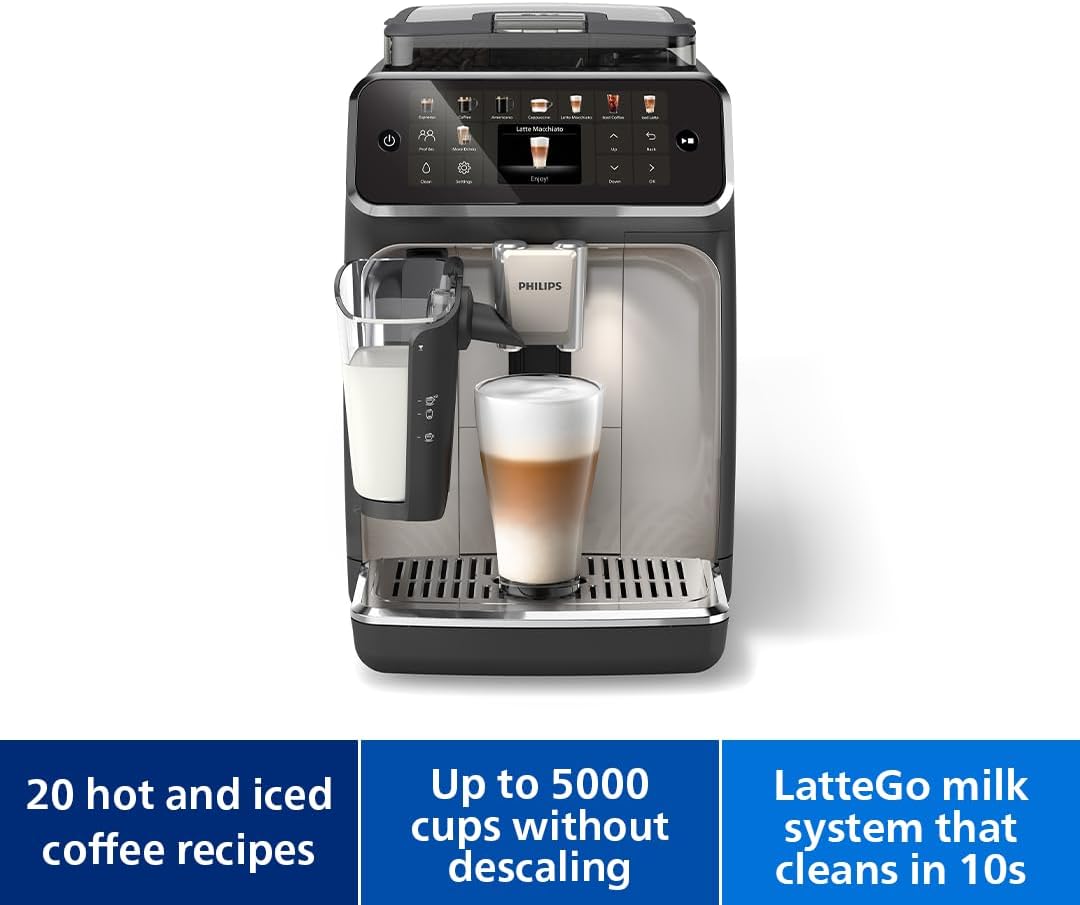 Philips Fully Automatic Coffee Machine, 20 Hot & Cold Beverages, 4 Profiles — Black