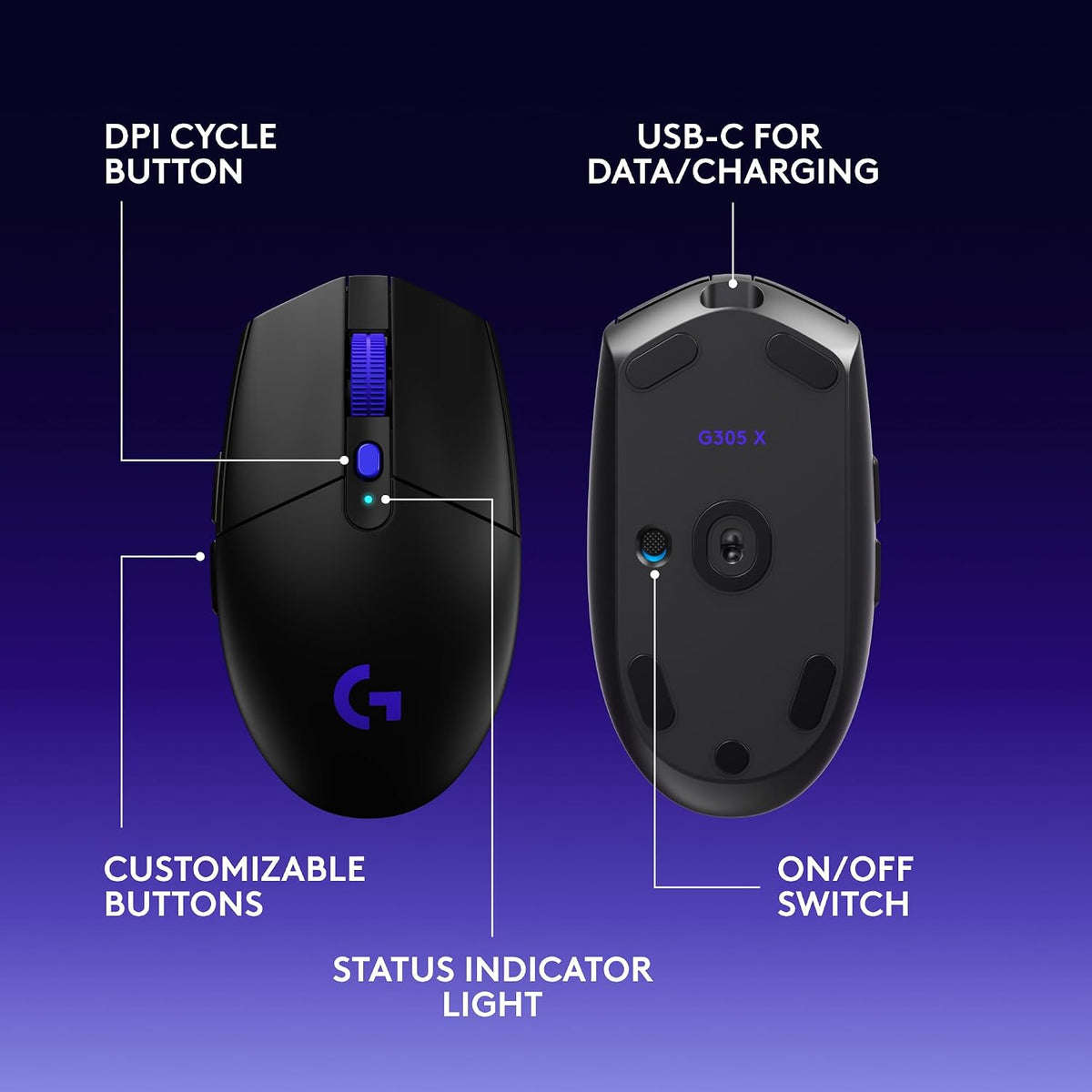 Logitech G305 X SUPERLIGHT Gaming Mouse — Black