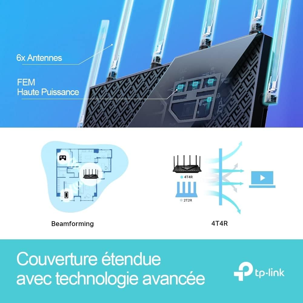 TP-Link AX5400 WiFi 6 Dual Band Gigabit Wireless Internet Router, High-Speed AX Router for Streaming, Long Range Coverage - Archer AX73