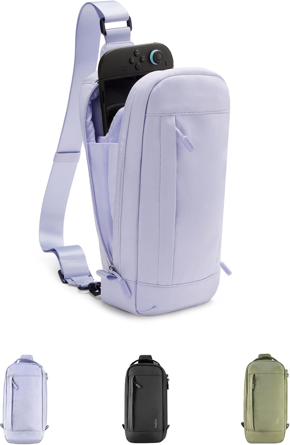 Belkin Nintendo Switch 2 Carrying Case, Sling Crossbody Travel Bag, Fits Up to 2 Pro Controllers with 10 Game Cartridge Slots, Soft Interior & Lightweight Protective Gaming Pouch, Switch 2 Accessories