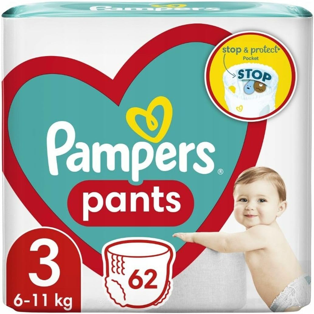 Pampers Pants Nappies Size 3 (6-11 kg), Pack of 62, Protection & Comfort Pampers in Easy Fit Nappies