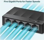 Tp-Link Litewave 5 Port Gigabit Ethernet Switch | Desktop Ethernet Splitter | Plastic Case | Unshielded Network Switch | Plug & Play | Fanless Quiet | Unmanaged (Ls1005G)