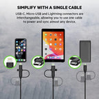 Belkin Universal Cable (3-in-1 USB-C, Lightning, Micro-USB Charging Cable) Charge Smartphones, Tablets, Power Banks and more (3.3ft/1m)