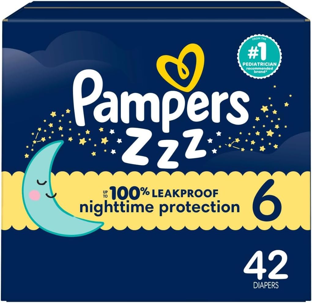 Pampers Swaddlers Overnights Diapers - Size 6, 42 Count, Disposable Baby Diapers, Night Time Skin Protection