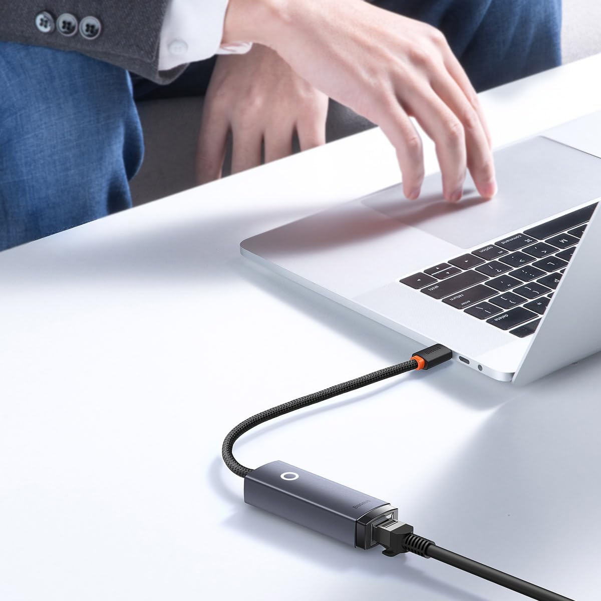 Baseus Lite Series USB C to RJ45 Ethernet Adapter, 1000Mbps Gigabit LAN Adapter, Type-C to Ethernet Network Converter — Grey