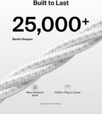 Belkin 2-Pack Braided USB-A to USB-C Cable 5ft, 15W - Soft, Flexible Fast-Charging Cable, Type C Charger Cord for iPhone 17 & 16 Series, Galaxy S25, Pixel 10, iPad Pro, & More - White