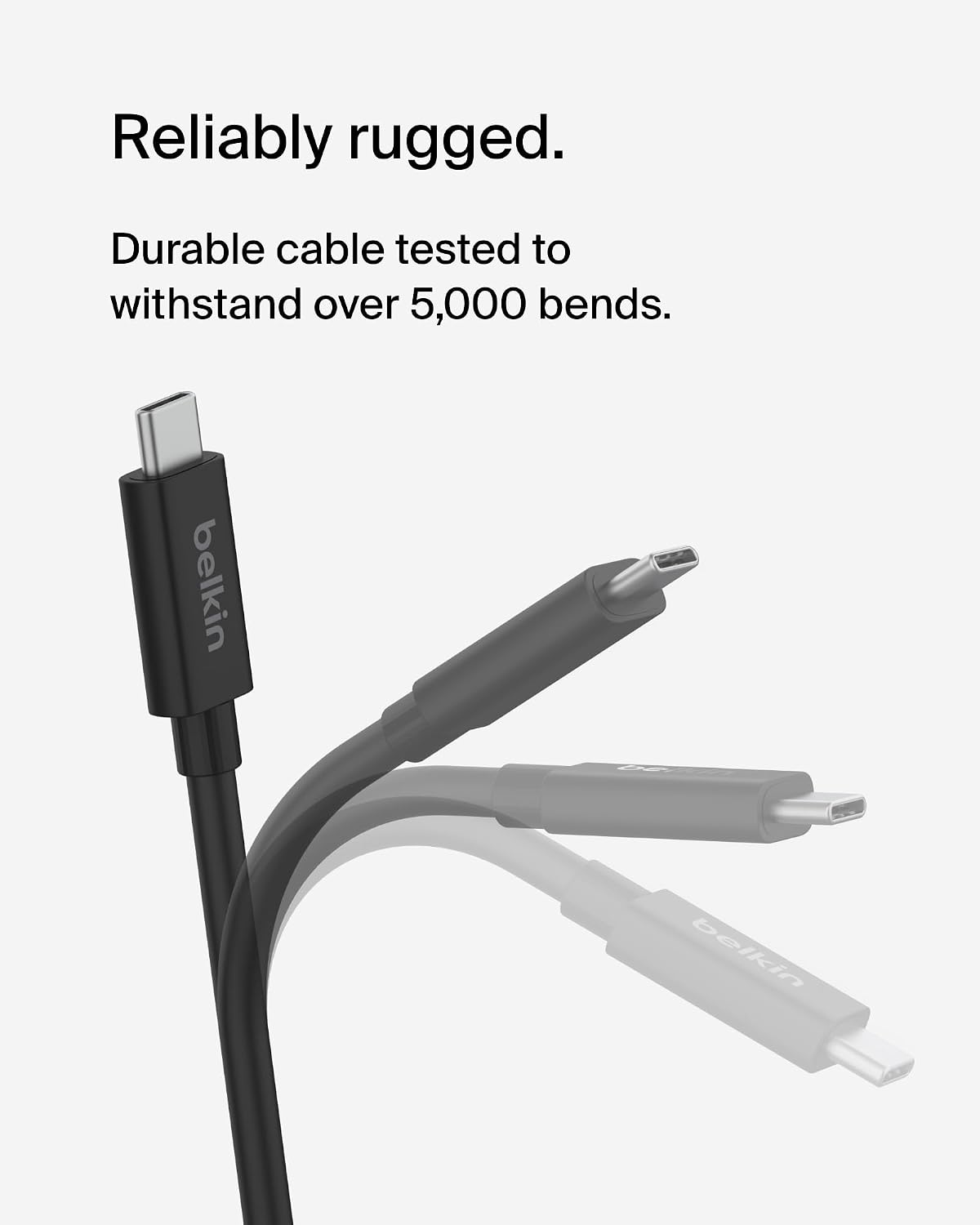 Belkin Connect USB4 Cable (2M Power Cable), USB-C to USB-C Cable w/ 240W Power Delivery + 20Gbps - USB4 Compliant Power Cable, Compatible with MacBook, Windows, Chromebook, & More