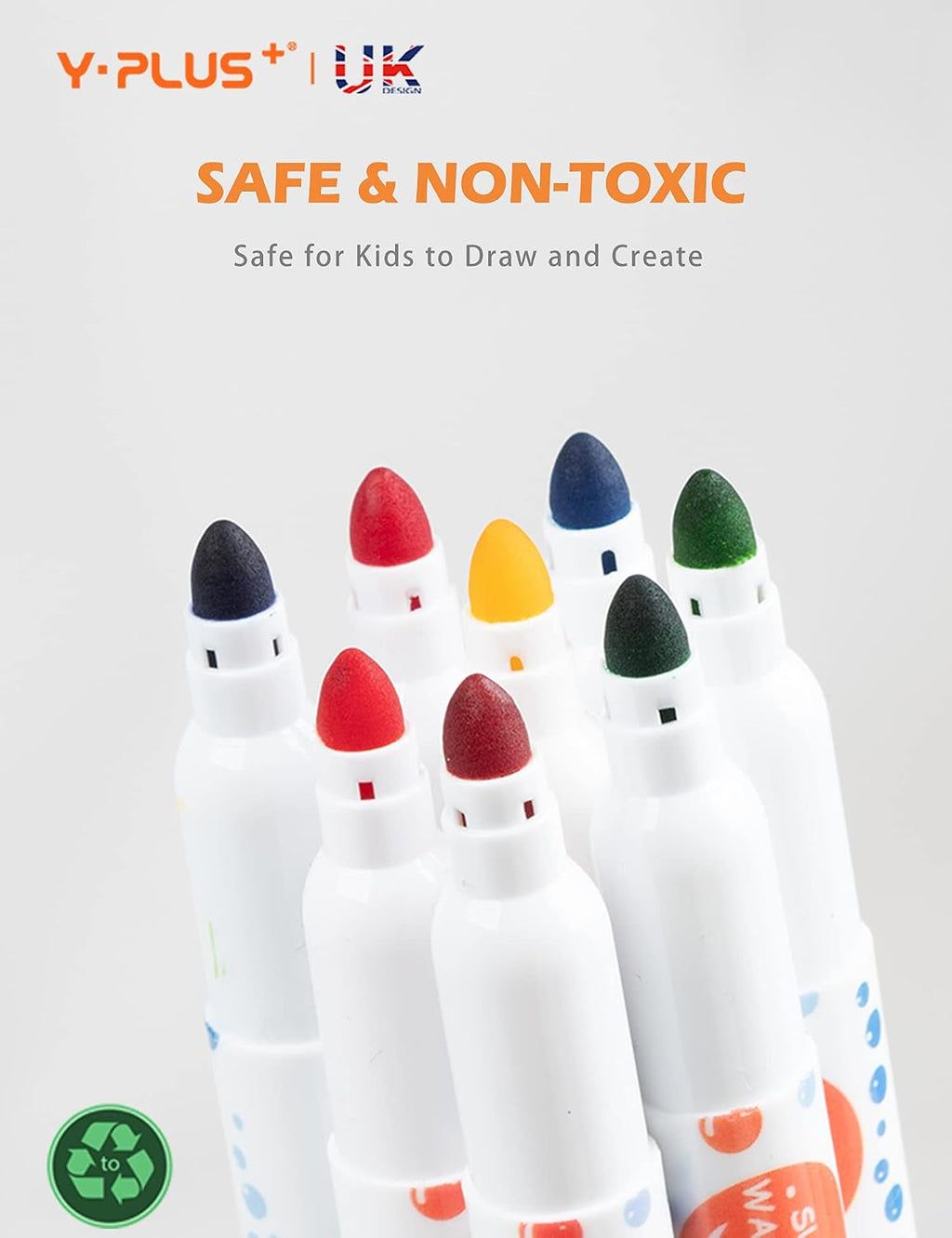 YPLUS Washable Colouring Markers — 12 Colours — 12 Colours