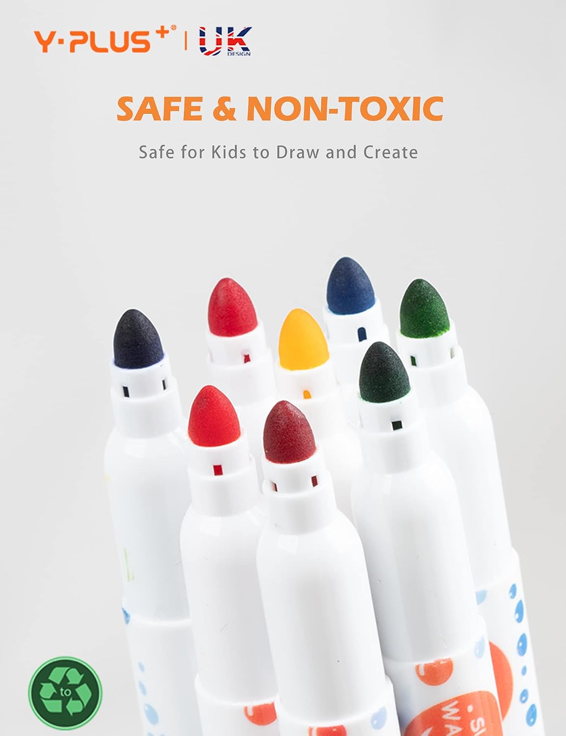 YPLUS Washable Colouring Markers — 12 Colours — 12 Colours