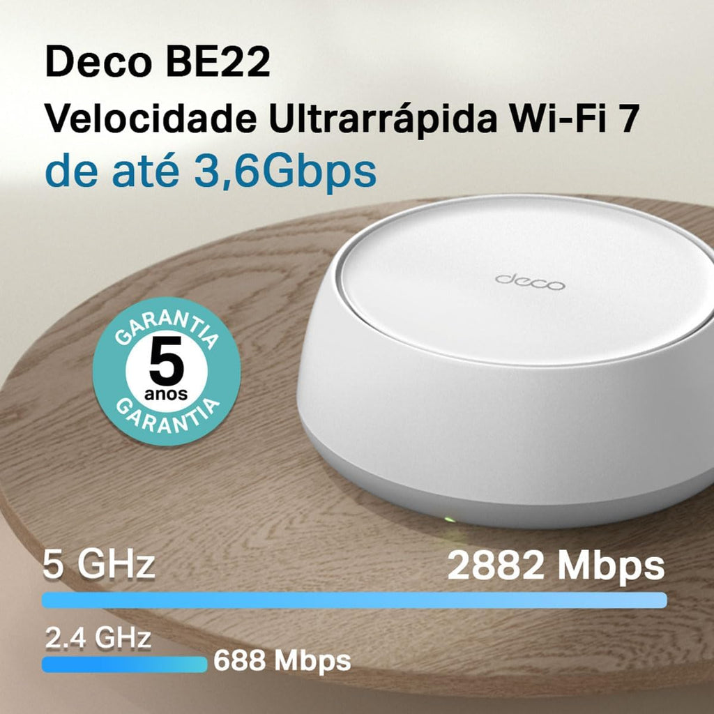 TP-Link Deco BE22 (3 pcs.) Mesh Wi-Fi 7 BE3600 Dual Band Router, Coverage Up to 600 m², Over 150 Devices, 2 Gigabit Ports per Unit, MLO, VPN, and AI-Managed Mesh
