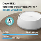 TP-Link Deco BE22 (3 pcs.) Mesh Wi-Fi 7 BE3600 Dual Band Router, Coverage Up to 600 m², Over 150 Devices, 2 Gigabit Ports per Unit, MLO, VPN, and AI-Managed Mesh