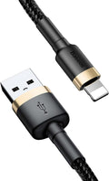 Baseus USB to Lightning Charging Cable iPhone 14 Pro Max Cafule Nylon Braided High-Density Quick Charge — 1 Meter / 2.4 A