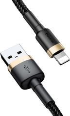 Baseus USB to Lightning Charging Cable iPhone 14 Pro Max Cafule Nylon Braided High-Density Quick Charge — 1 Meter / 2.4 A