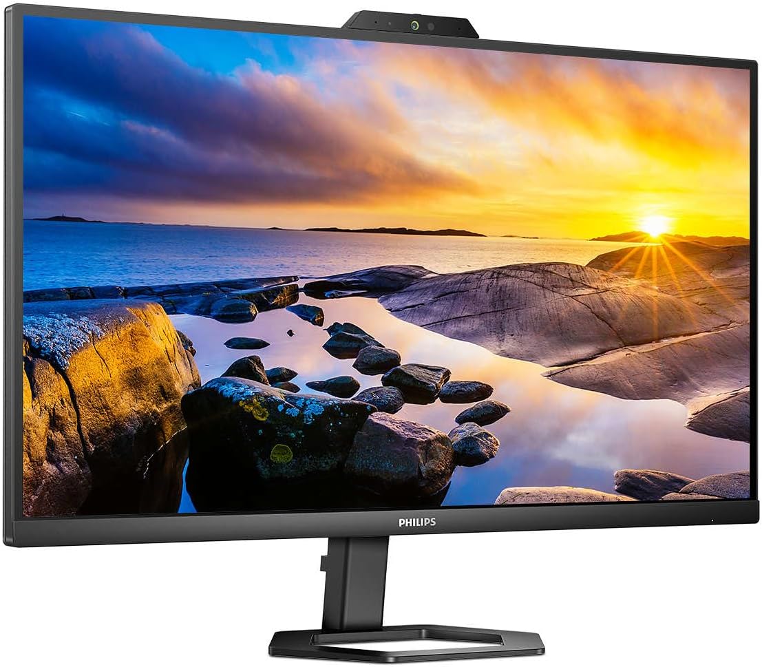 Philips 27" IPS QHD Frameless Monitor with HDMI, Display Port,USB C and USB 3.2 x 4 Built in Speaker, Built in Webcam with Mic - 27E1N5600HE — Black