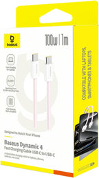 Baseus Dynamic Series Fast Charging Data Cable (USB C to C 100W, Baby pink, 2M) — Baby Pink