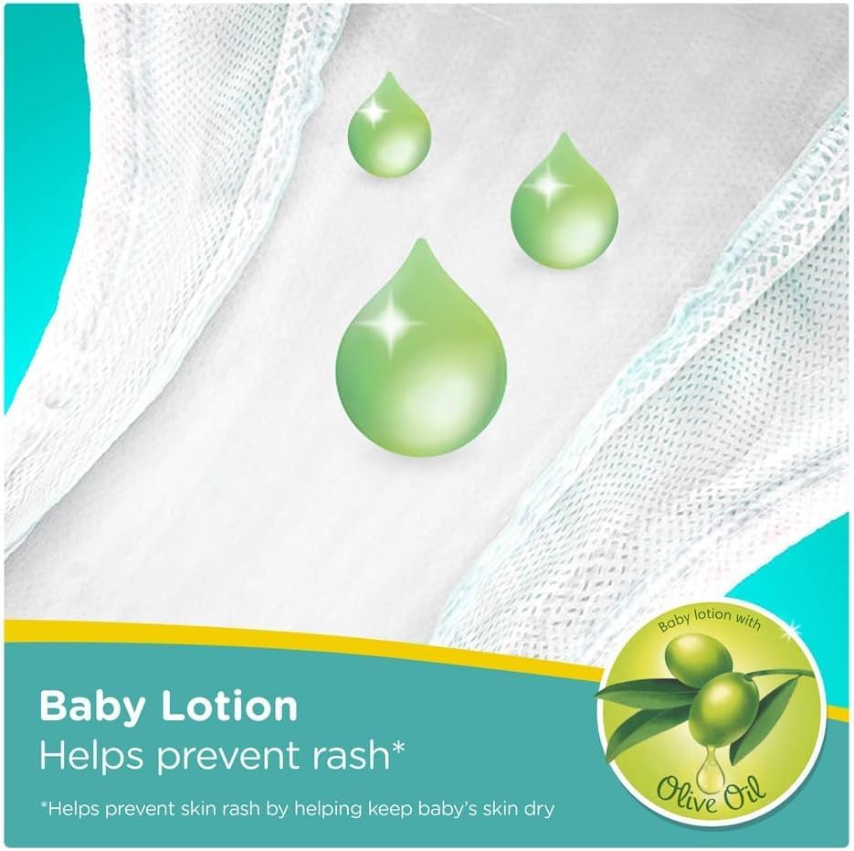 Pampers Baby Dry Taped Diapers, Size 5, 11-25 kg, Baby lotion with Olive Oil, 96 Diapers