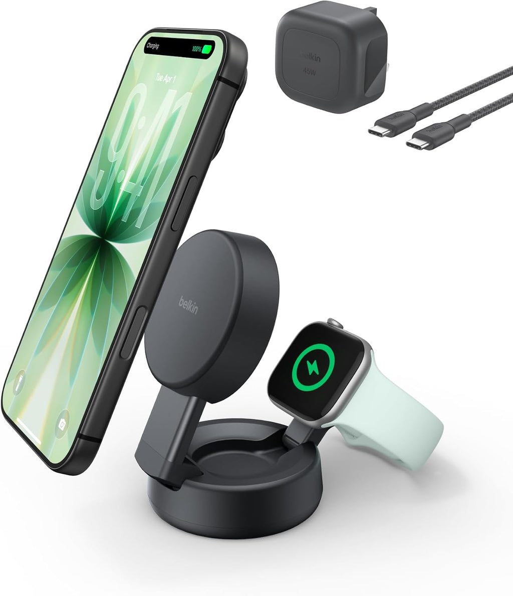 Belkin UltraCharge Pro 2 in 1 Qi2 Wireless Charging Station, 25W - Black