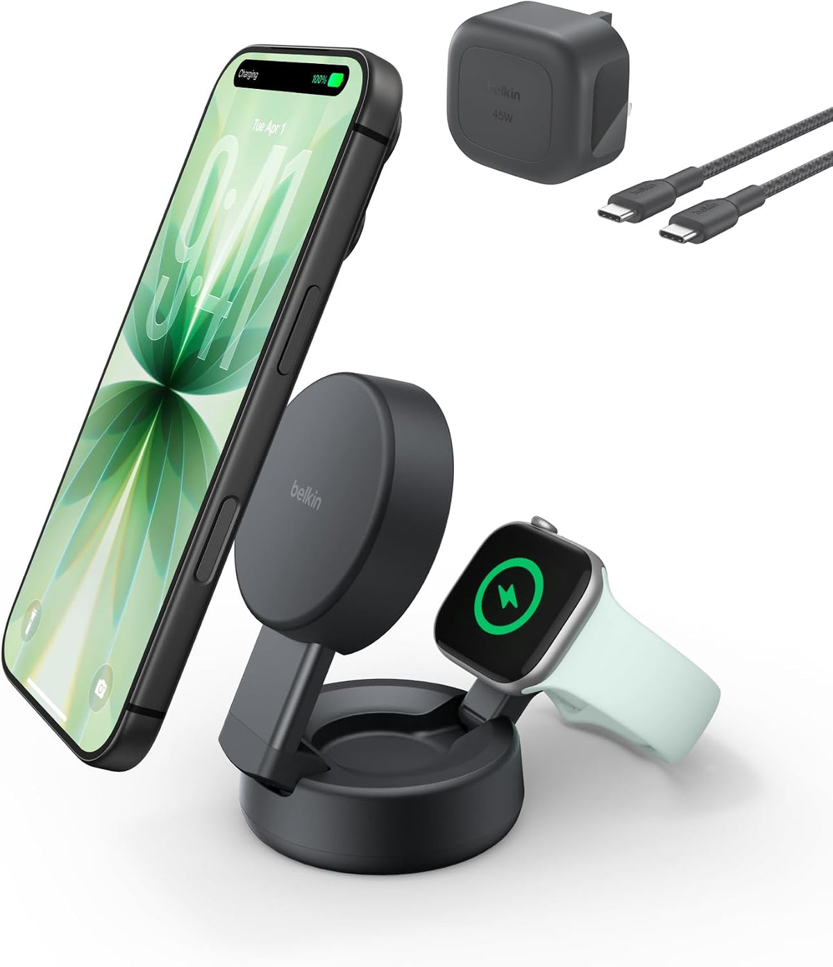 Belkin UltraCharge Pro 2 in 1 Qi2 Wireless Charging Station, 25W - Black