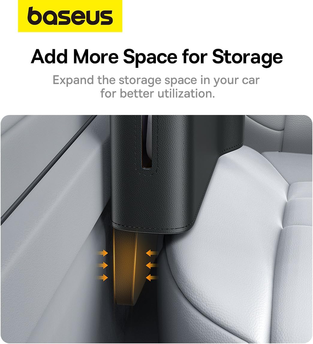 Baseus Car Seat Gap Organizers Storage Box Console Car Organizer for Cellphones, Wallets, Keys, Cards,Passenger Side & Driver Side (Cluster Black) — Black