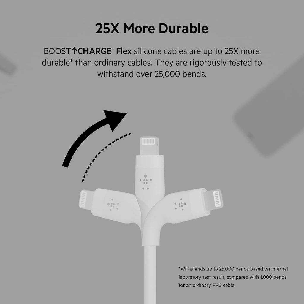 Belkin Silicone Cable Lightning to Type-C 1 Meter White