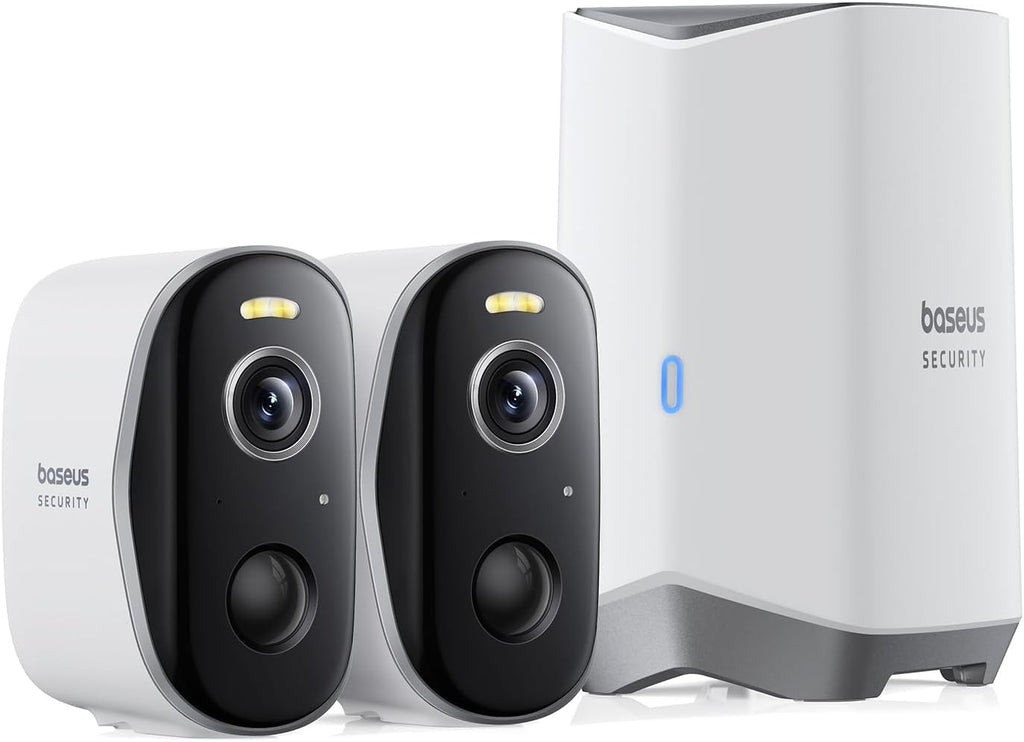 Baseus N1 Wireless Outdoor Security Camera 2K — 2-Camera Kit — White