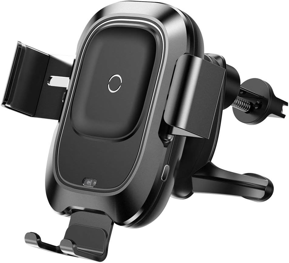 Baseus Car Wireless Charger Mount Air Vent Holder Stand Smart Vehicle Bracket Automatic Clamping — Black