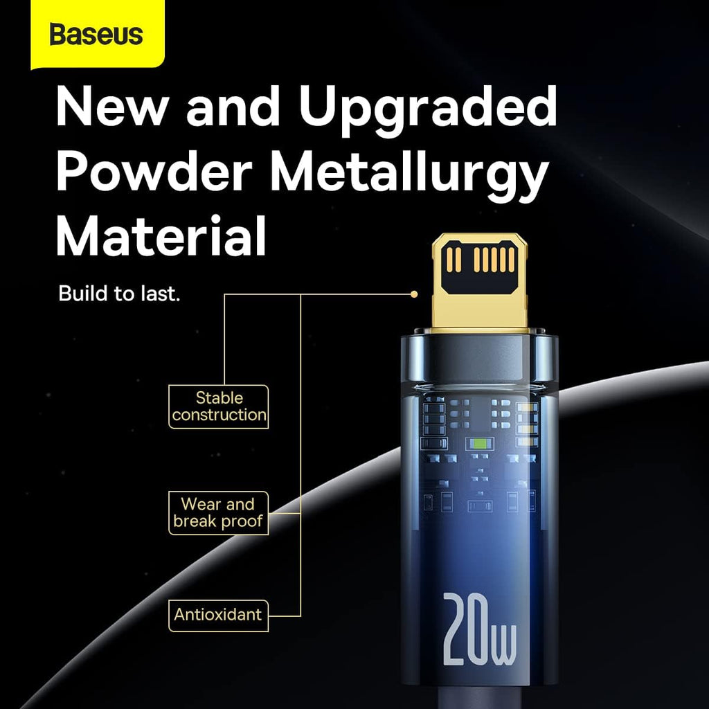 Baseus Explorer Auto Power-Off USB-C to Lightning Cable 20W — 1m — Blue